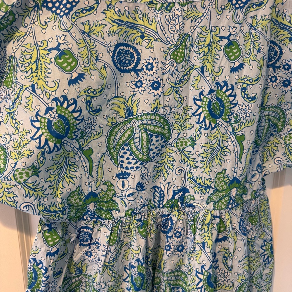 Roller Rabbit Blue and Green Print Caftan Cover Up Mink Dress | M - Picture 6 of 6